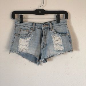 High waisted jean shorts